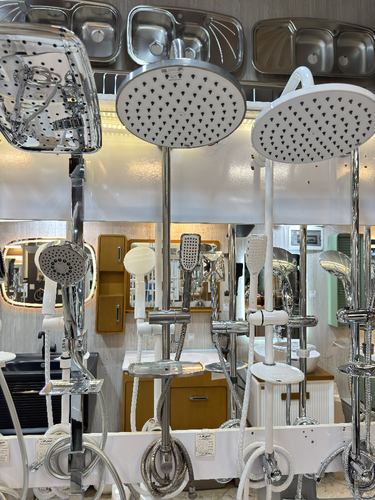 علم دوش دو کاره کروم با بدنه استیل