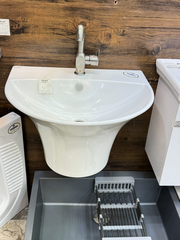 روشویی نیم پایه مروارید مدل سیلویا سفید